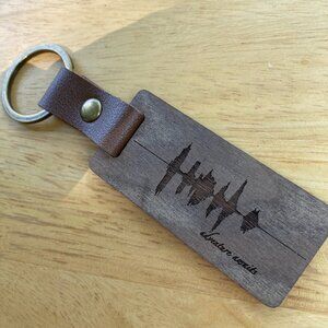Adventure Awaits Soundwave Wooden Keychain